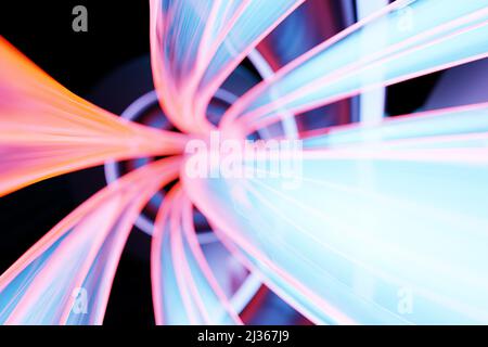 3d illustration of a portal from a circle,  walkway.  A close-up of a pink round monocrome tunnel. Stock Photo