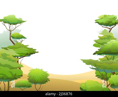 African Savanna forest landscape scene at day time Stock Vector Image ...