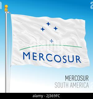 Mercosur or Mercosul organization flag, South America, isolated on the white background, vector illustration Stock Vector