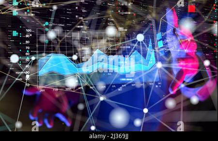 A 3d Abstract technology geometric and data diagram Futuristic wave, data stream Stock Photo