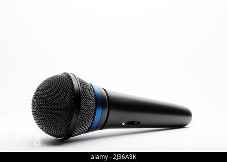 microphone, round shape model, realistic  3d illustration. music award, karaoke, radio and recording studio sound equipment Stock Photo