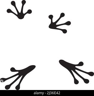 Frog footprints black and white. Vector illustration. Stock Vector