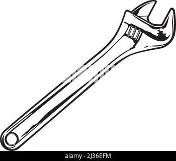 Adjustable monkey wrench. vector illustration Stock Vector