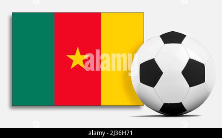 Blank Soccer ball with Cameroon national team flag. Stock Photo