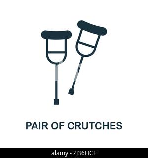Pair Of Crutches icon. Simple element from healthcare collection. Creative Pair Of Crutches icon for web design, templates, infographics and more Stock Vector