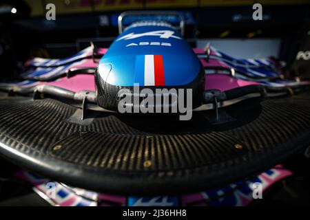 Alpine F1 Team A522, mechanical detail of front wing during the Formula 1 Heineken Australian Grand Prix 2022, 3rd round of the 2022 FIA Formula One World Championship, on the Albert Park Circuit, from April 8 to 10, 2022 in Melbourne, Australia - Photo: Florent Gooden/DPPI/LiveMedia Stock Photo