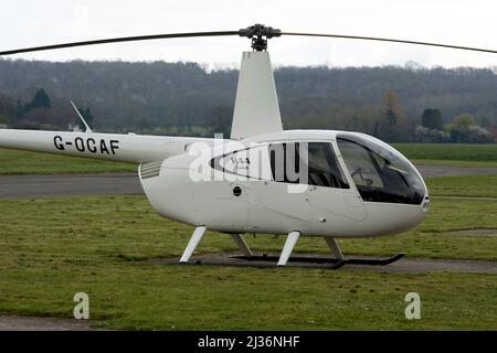 Robinson R4 Robinson R44 helicopter at Wellesbourne Airfield Warwickshire England ...