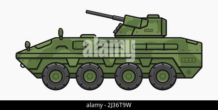 modern armoured personnel carrier vehicle vector flat illustration Stock Vector