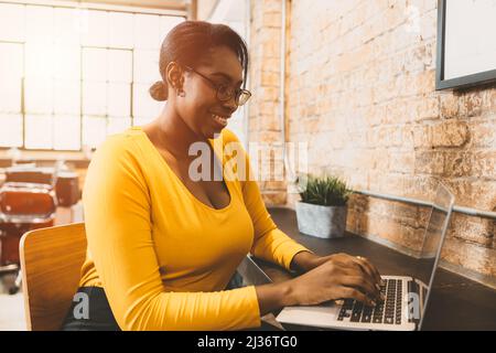 Black African women in business office employee working happy smile Stock Photo