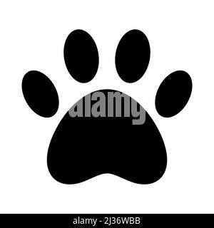 Pet footprint black vector icon. Cat or dog foot print, isolated on white background. Stock Vector