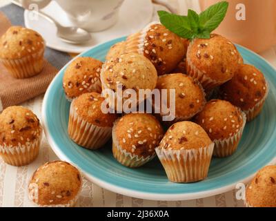 Mini cupcakes with seeds. Stock Photo