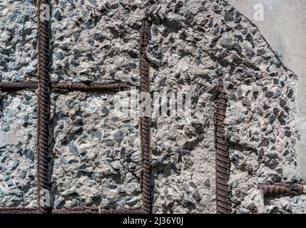 Old concrete walls with armature. Stock Photo