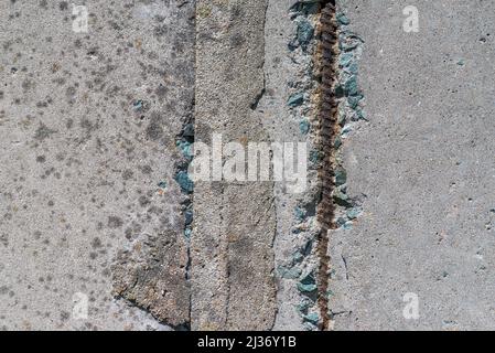 Old concrete walls with armature. Stock Photo