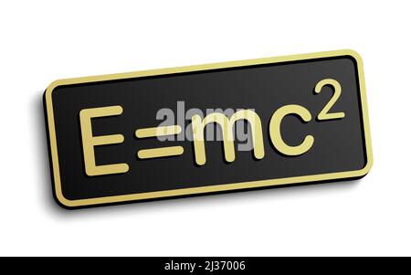 E equals mc2 equation formula badge, isolated on white background, vector illustration. Stock Vector