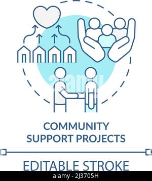 Community support projects turquoise concept icon Stock Vector