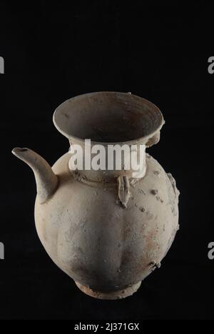 Chinese ceramic known as 'Yue ware' unwatered from 9th-10th century Cirebon shipwreck found in 2003 in Java Sea north of Cirebon, West Java, Indonesia. Photographed at the Directorate of Underwater Archaeology, Indonesia's Ministry of Culture and Tourism in Jakarta, Indonesia. Stock Photo