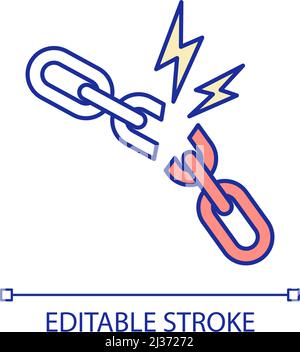 Broken chain RGB color icon Stock Vector