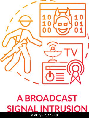 Broadcast signal intrusion red gradient concept icon Stock Vector