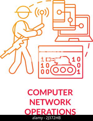Computer network operations red gradient concept icon Stock Vector