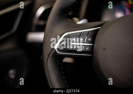 car steering wheel control buttons Stock Photo