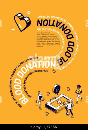 Blood donor tiny people character concept vector illustration ...