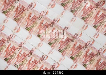 the image is 5000 rubles cash of Russian Federation. background image. a lot of money. Stock Photo