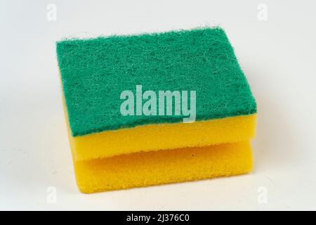 Dishwashing sponge isolated on white background, dish sponge Stock Photo