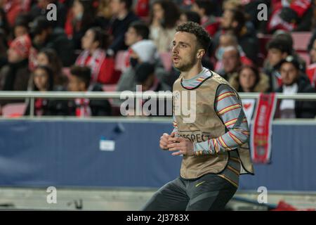 Lisbon, Portugal. April 05, 2022. Liverpool's forward from Portugal Diogo Jota (20) in action during the game of the 1st Leg of the Quarter Finals for the UEFA Champions League, Benfica vs Liverpool Credit: Alexandre de Sousa/Alamy Live News Stock Photo