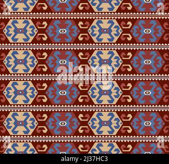 Original Seamless Navajo pattern made in vector. Geometric design. Tribal southwestern native american navajo carpet in real colors. Ethnic ornament. Stock Vector