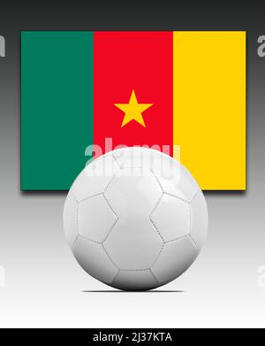 Blank Soccer ball with Cameroon national team flag. Stock Photo