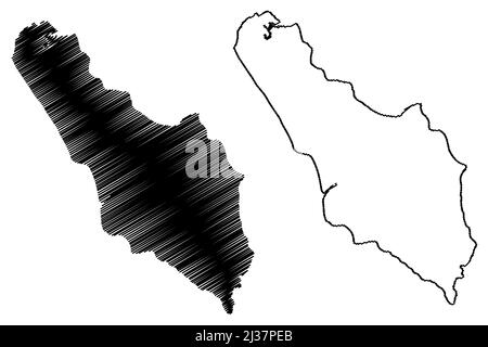 Ramree island (Republic of the Union of Myanmar, Burma) map vector illustration, scribble sketch Ramri map Stock Vector
