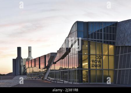 City of Culture of Galicia, Archive and Library Building and Hejduk Memorial Towers in Santiago de Compostela Spain. Designed by Peter Eisenman. Stock Photo