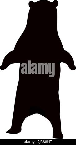 Black silhouette of a bear on a white background. Vector image. Stock Vector