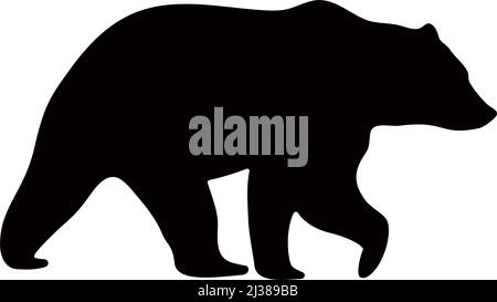 Black silhouette of a bear on a white background. Vector image. Stock Vector