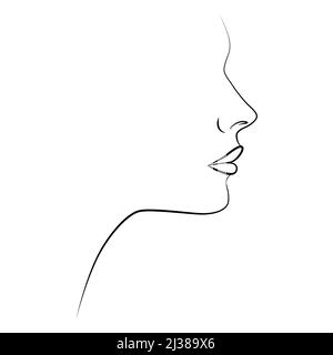 Continuous line, face pattern and hairstyle, fashion concept. Woman. Portrait. Linear female portrait. Stock Vector