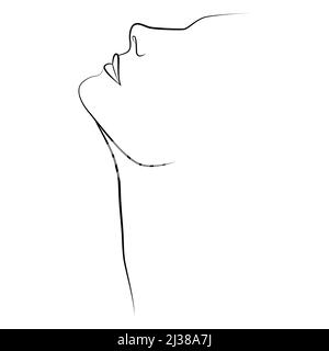 A woman's face. One line drawing the face and hair. Abstract female portrait. The modern art of minimalism. Stock Vector