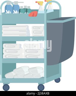 Housekeeping cart semi flat color vector object Stock Vector