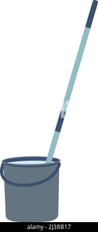 Mop with bucket semi flat color vector object Stock Vector