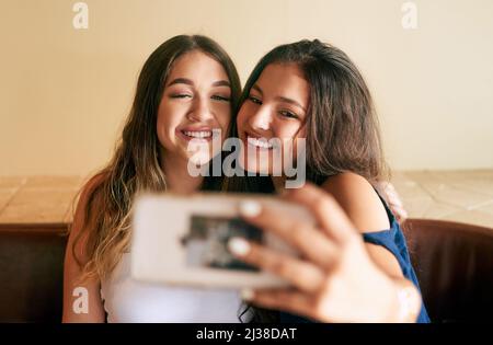 Two Best Friends Teenage Girls Together Having Fun, Posing Emotional On  White Background, Besties Happy Smiling, Making Selfie, Lifestyle People  Concept Close Up Stock Photo, Picture and Royalty Free Image. Image  65384577.