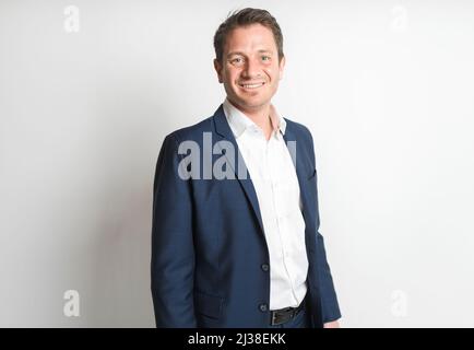 Good nice looking european man smiling with confidently Stock Photo