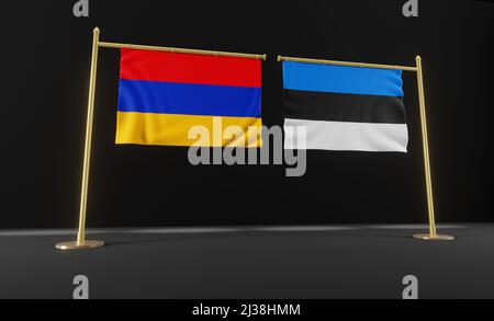 Armenia and Estonia flags.Armenia and Estonia flag. Armenia and Estonia negotiations. 3D work and 3D image Stock Photo