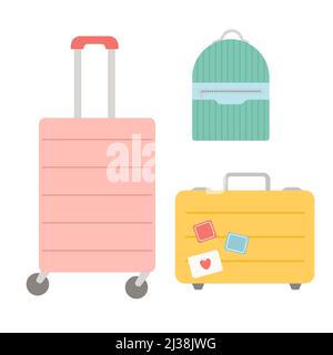 Summer bag, set of suitcases flat design, vector Stock Vector