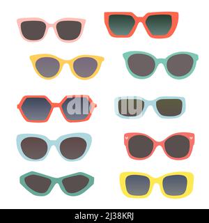 Summer set with different sun glasses, vector Stock Vector