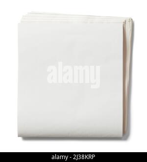 Folded Newspaper with Copy Space Cut Out on White. Stock Photo
