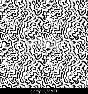 Black wavy organic rounded shapes seamless pattern Stock Vector