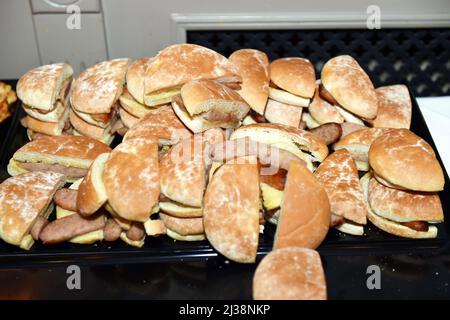 Unhealthy food served at a party buffet, UK Stock Photo
