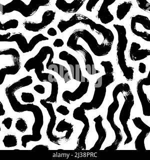 Seamless pattern with curved line brush strokes Stock Vector