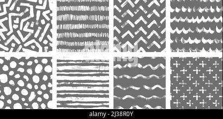 Set of vector geometric modern seamless pattern. Stock Vector