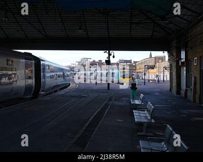 Scarborough platforms viewed from under the canopy Stock Photo