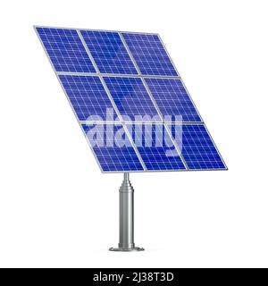 solar panel with clouds reflection on white background. Isolated 3D illustration Stock Photo